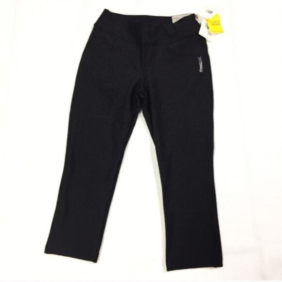 Reebok Compression Pants sz S Black Capri Leggings NEW Support Workout Pants - Picture 1 of 6